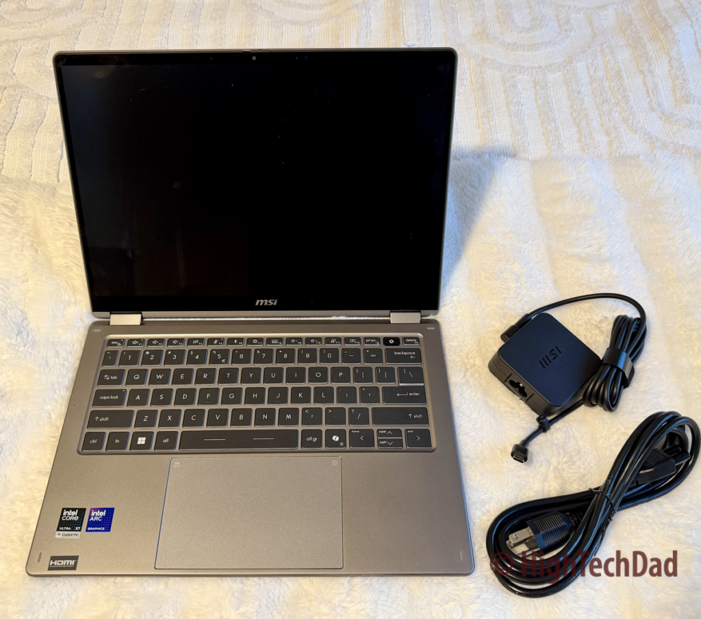 What I received to test - MSI Prestige 14 Flip AI+ - HighTechDad Sponsored Review