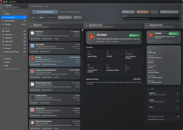 HighTechDad AppAudit - Application Inventory Details