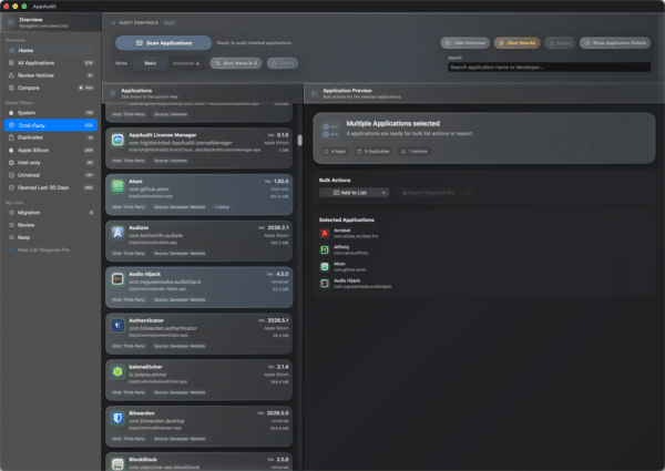 HighTechDad AppAudit - Basic Selected Application List