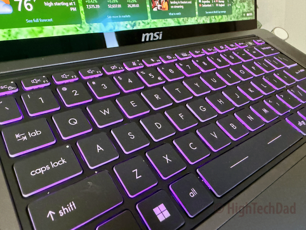 Backlit keyboard - MSI Stealth 16 AI+ laptop - HighTechDad Review
