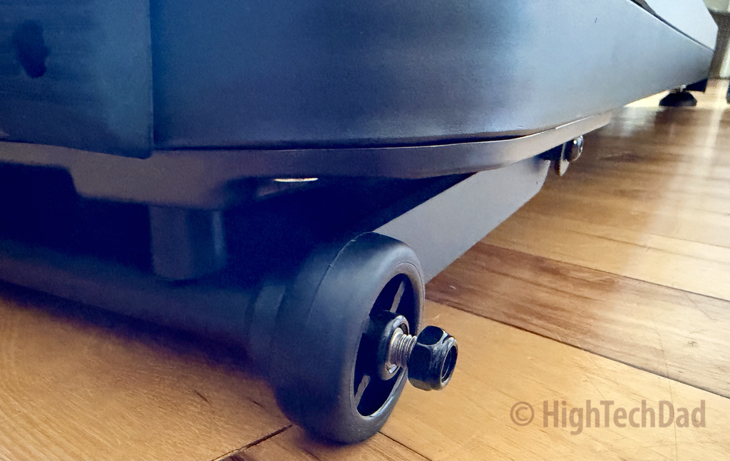 Attaching the front wheels - MERACH UltraWalk W60 Plus Walking Pad Treadmill - HighTechDad review