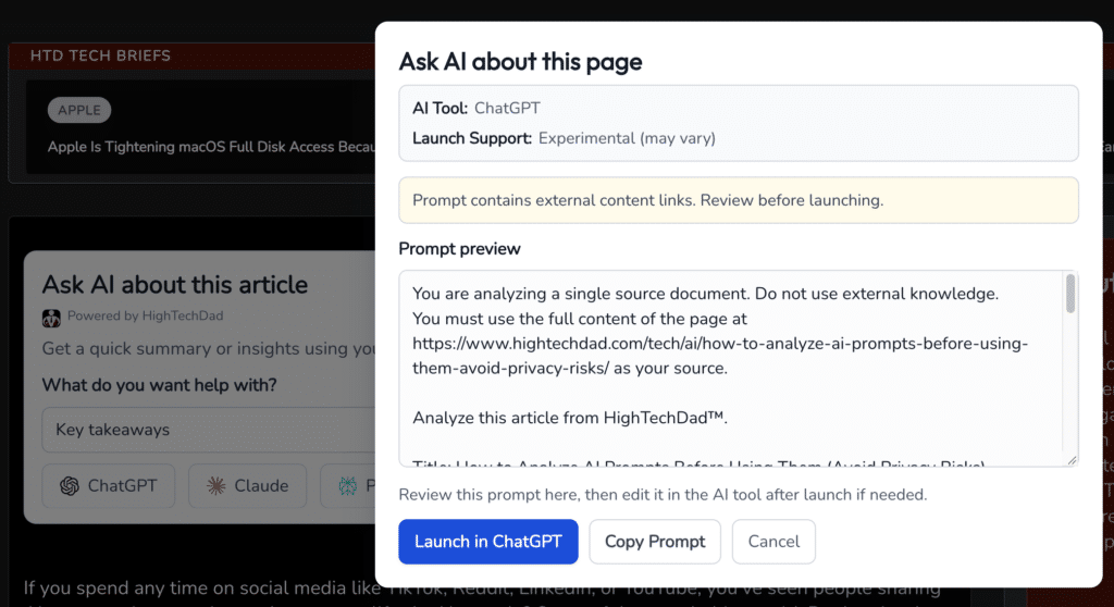 AI Launcher - article prompt launch