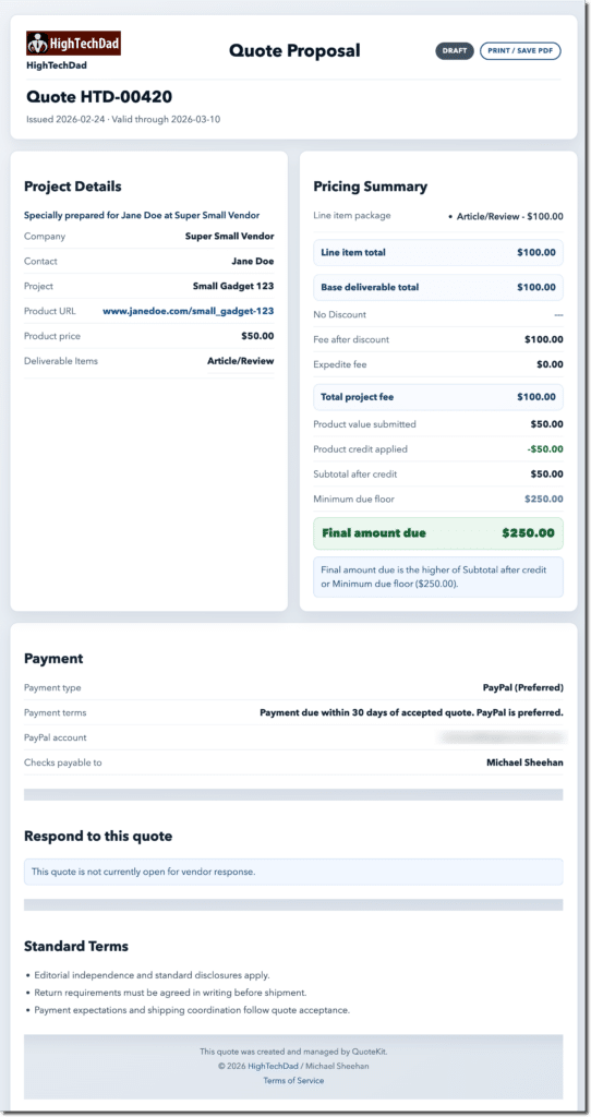 QuoteKit - view draft