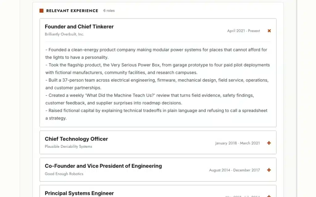 Introducing CandorBrief for WordPress: Clear, Privacy-Aware Professional Profiles for Better Hiring Conversations 7 View the professional CandorBrief profile - CandorBrief - a HighTechDad product