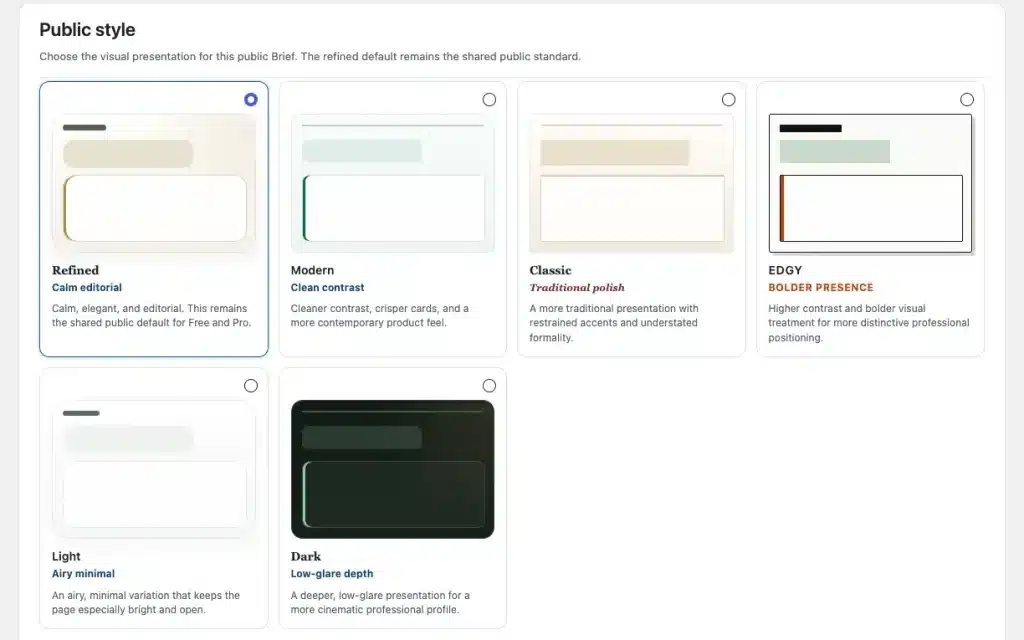 Introducing CandorBrief for WordPress: Clear, Privacy-Aware Professional Profiles for Better Hiring Conversations 8 CandorBrief Pro Style Picker - CandorBrief - a HighTechDad product