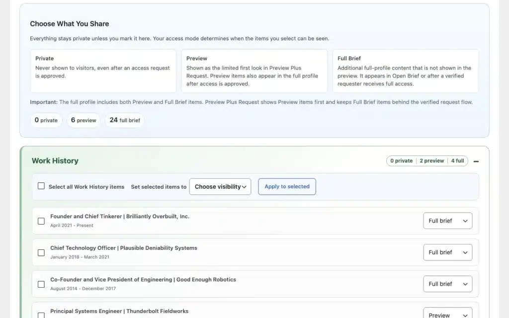 CandorBrief - visibility sharing